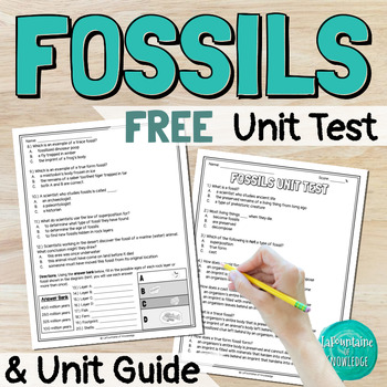 Fossils and Paleontology End of Unit Test Assessment and Unit Guide