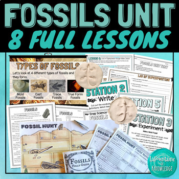 Preview of Fossils and Paleontology Unit Bundle of 8 Science Lessons