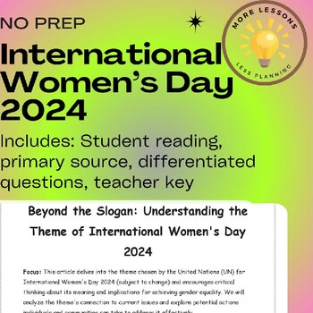 Preview of Fostering Critical Thinking: International Women's Day Reading Comprehension