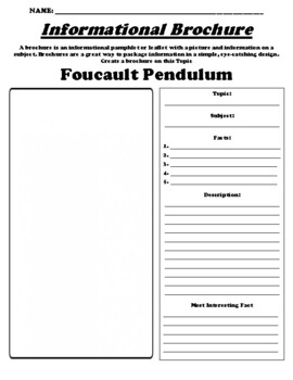 Preview of Foucault Pendulum "Informational Brochure" Worksheet & WebQuest