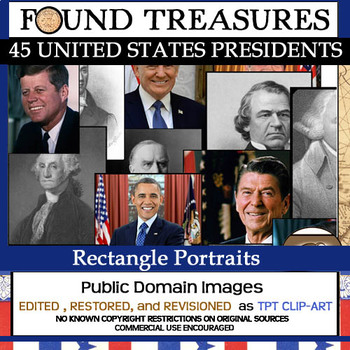 Preview of Found Treasures: 46 Presidents Clip-Art Rectangles 51 Pcs!