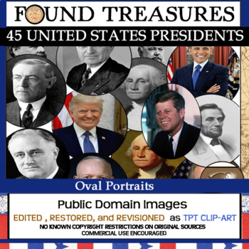 Preview of Found Treasures: 46 Presidents Oval Portraits Clip-Art -50 Pcs!