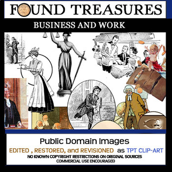 Preview of Found Treasures "Business and Work" 12 Pc. Clip-Art Set-Public Domain