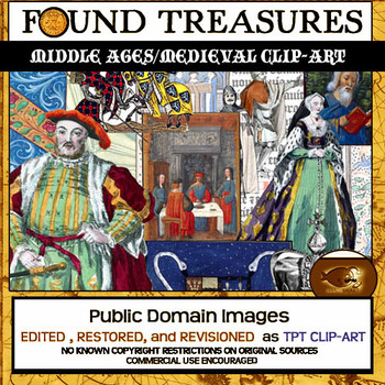 Preview of Found Treasures: Medieval  Clip-Art-50 Pieces! Restored Public Domain Pics