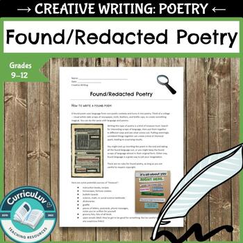 Preview of Found and Redacted Poetry Lesson: High School Creative Writing, EDITABLE