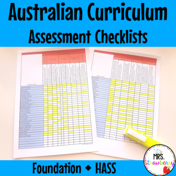 Preview of Foundation HASS Australian Curriculum Assessment Checklists