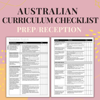 Preview of Foundation/Prep - Australian Curriculum Checklist