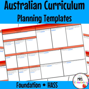 Preview of Foundation HASS Australian Curriculum Planning Templates EDITABLE