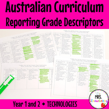 Preview of Year 1 and Year 2 TECHNOLOGIES Australian Curriculum Reporting Grade Descriptors