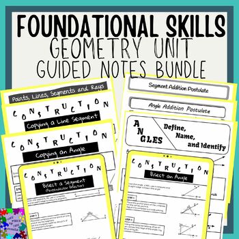 Preview of Foundation Skills: Geometry Unit Guided Notes Bundle (Intro to Geometry)