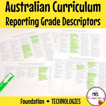 Preview of Foundation TECHNOLOGIES Australian Curriculum Reporting Grade Descriptors