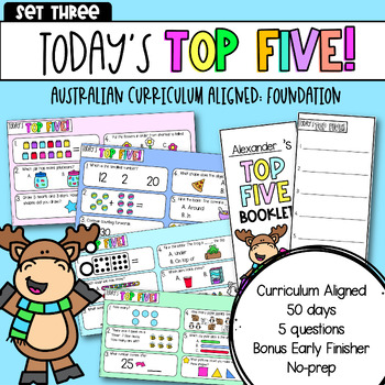 Preview of Foundation: Today's Top Five | Set Three | Math Review: Australian Curriculum V9