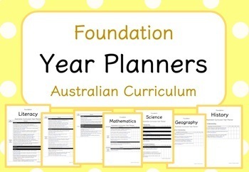 Preview of Foundation Year Planners (Australian Curriculum)