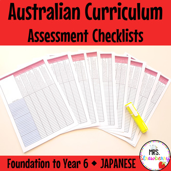 Preview of Foundation to Year 6 JAPANESE Australian Curriculum Assessment Checklists