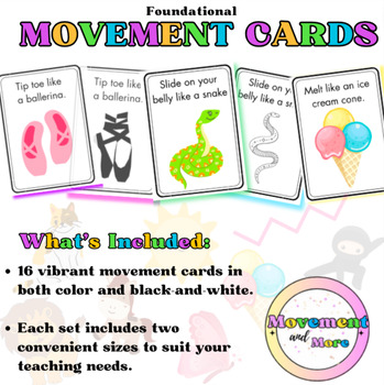 Preview of Foundational Movement Cards: Explore Basic Moves. Dance class, PE, Brain Break
