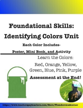 Preview of Foundational Skills: Colors Unit- Mini Books, Activities, Posters, and Test