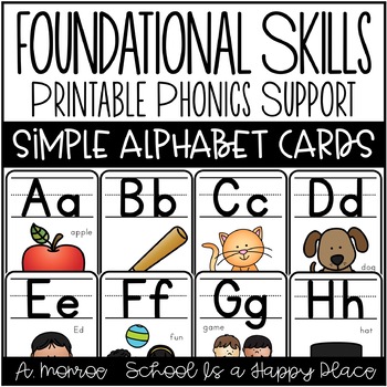 Preview of Foundational Skills: Printable Phonics Support {Simple Alphabet Cards}