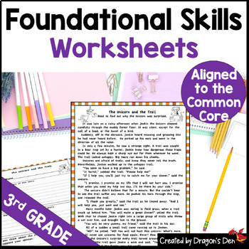 Preview of Foundational Skills Worksheets for 3rd Grade Print and Digital