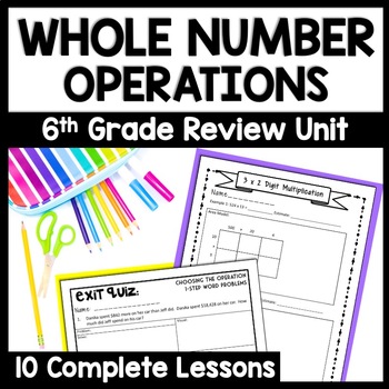 Preview of Basic Math Operations: Whole Numbers, 6th Grade Middle School Math Intervention