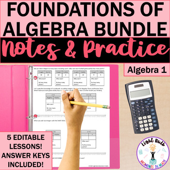 Preview of Foundations of Algebra Guided Notes and Worksheets Unit Bundle