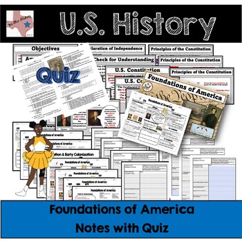 Preview of U.S. History EOC - Foundations of America Notes & Quiz/Test Bundle