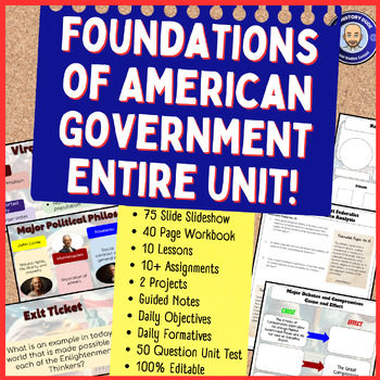 Preview of Foundations of American Government Complete Unit Lessons, Slides, and Workbook!