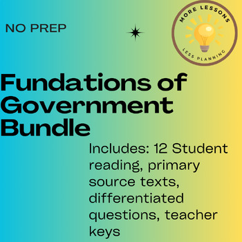Preview of Foundations of American Government Reading Comprehension Worksheet Bundle