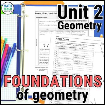 Preview of Points Lines Planes Segments and Angles - Unit 2 - Texas Geometry Curriculum