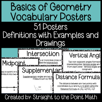 Preview of Foundations of Geometry | Word Wall | Vocabulary | Posters