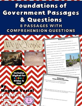 Preview of Foundations of Government Close Reading Passages {Digital & PDF Included}