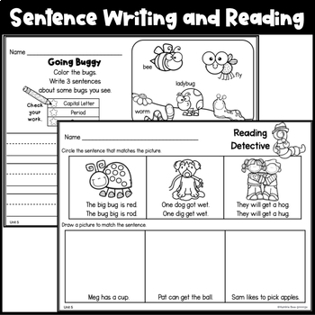 kindergarten phonics printables unit 5 by humble bee ginnings tpt