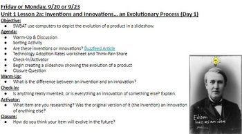 Preview of Foundations of Technology (Found Tech / FOT) Unit 1 Objectives, Agenda