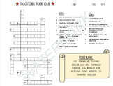 Theatre Vocabulary Cross Word Puzzle ! (Back 2 School, Cla