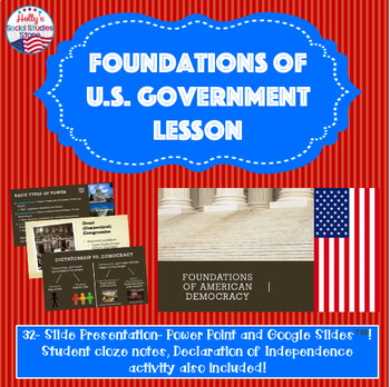 Preview of Foundations of American Government/Constitution Lecture with Cloze Notes