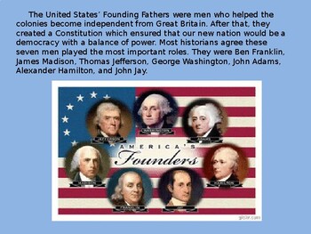 Founding Fathers  James Madison- Fourth president of the United States  John  Jay- He was a patriot  Benjamin Franklin- invented the lightning rod, -  ppt download