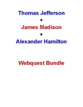 Preview of Founding Fathers Webquest Bundle: T. Jefferson, J. Madison, and A. Hamilton!