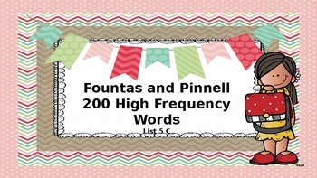 Preview of Sight Words Interactive - Fountas and Pinnell 200 HFW Game -  List 5 C