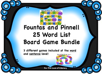 Preview of Fountas and Pinnell Board Game Bundle- 25 Word List