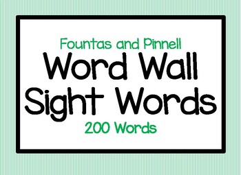 Preview of Fountas and Pinnell Sight Word Cards for Word Wall (200 Word List)