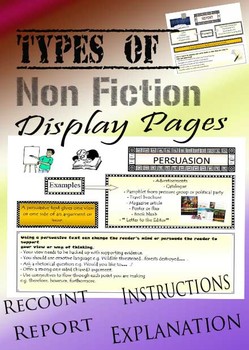 Preview of Four 8 1/2 by 11 Poster Size - Types of Non Fiction Writing