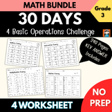 Four Basic Operations Math Bundle | Grade 3 Math Fluency | 30 Days Practice