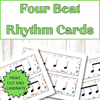 Preview of Four Beat Rhythm Cards - Music Class Printable Resource