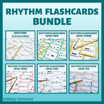 Preview of Four Beat Rhythm Music Flashcards BUNDLE | Levels One - Six