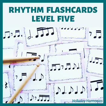 Preview of Four Beat Rhythm Music Flashcards Level Five - Dotted Quarter Note, Sixteenths