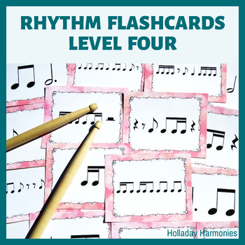 Preview of Four Beat Rhythm Music Flashcards Level Four - Eighth Rests, Dotted Half Note