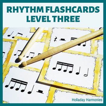 Preview of Four Beat Rhythm Music Flashcards Level Three - Sixteenth Notes