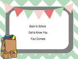 Four Corners Back To School Get To Know You Game  (Editable)