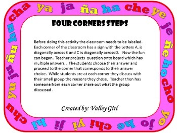 Four Corners Ch J H Y And N Cuatro Esquinas By Valley Girl Tpt
