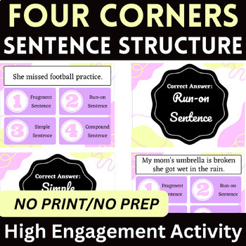 Preview of Four Corners Digital Activity / Game : Sentence Structure with HIGH ENGAGEMENT