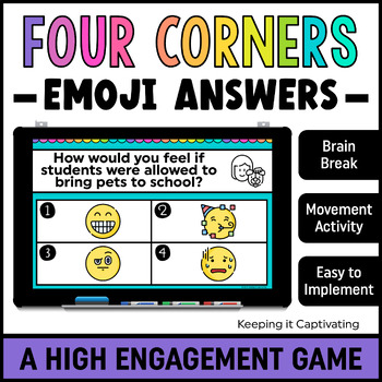 Four Corners Emoji Questions Distance Learning By Keeping It Captivating